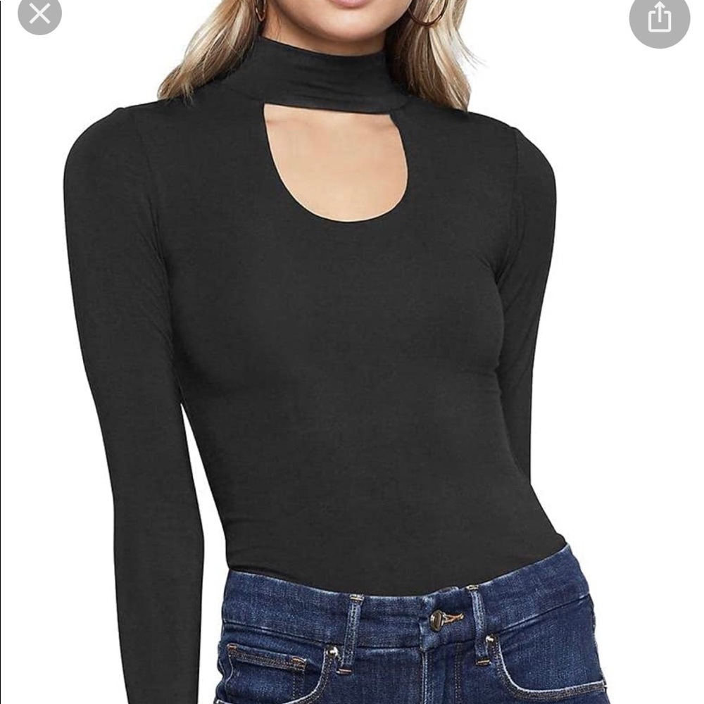 Good American long sleeve keyhole top